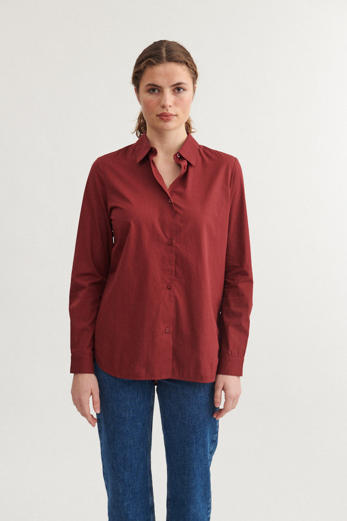 Basic Apparel Vilde Classic Shirt Shirts 792 Bordeaux Truffle